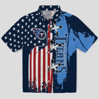 Tennessee Titans Stitched Flag Navy Hawaiian Shirt, Tropical NFL Beach Shirt for US Fans