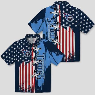 Tennessee Titans Stitched Flag Navy Hawaiian Shirt, Tropical NFL Beach Shirt for US Fans