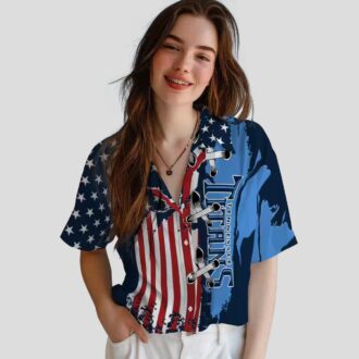 Tennessee Titans Stitched Flag Navy Hawaiian Shirt, Tropical NFL Beach Shirt for US Fans