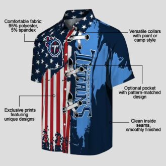 Tennessee Titans Stitched Flag Navy Hawaiian Shirt, Tropical NFL Beach Shirt for US Fans