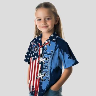 Tennessee Titans Stitched Flag Navy Hawaiian Shirt, Tropical NFL Beach Shirt for US Fans