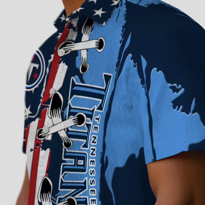 Tennessee Titans Stitched Flag Navy Hawaiian Shirt, Tropical NFL Beach Shirt for US Fans