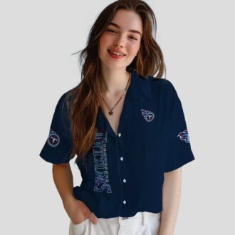 Tennessee Titans Stuart Minion Hawaiian Shirt, Navy Aloha Tropical Shirt for NFL Fans