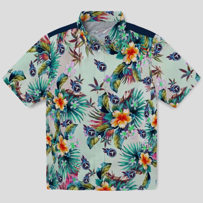 Tennessee Titans Tropical Hawaiian Shirt, Green Foliage Aloha Style for NFL Fans