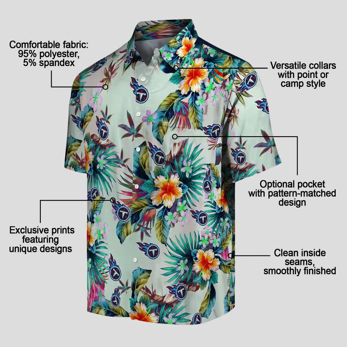 Tennessee Titans Tropical Hawaiian Shirt, Green Foliage Aloha Style for NFL Fans