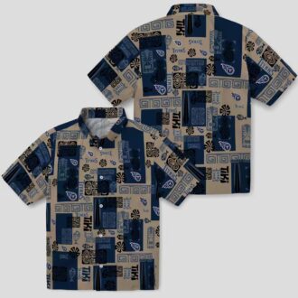 Tribal Symbols Tennessee Titans Hawaiian Shirt, Navy NFL Shirt for Game Day & Beach
