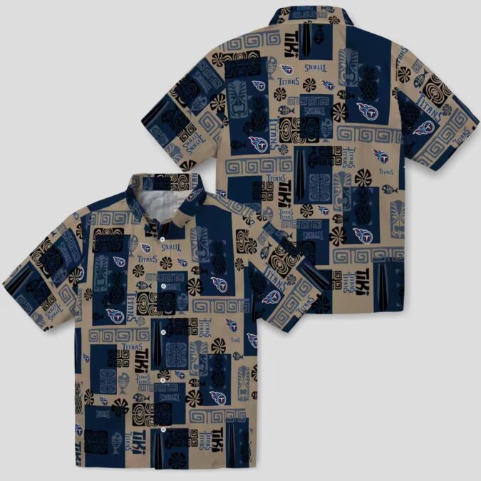 Tribal Symbols Tennessee Titans Hawaiian Shirt, Navy NFL Shirt for Game Day & Beach