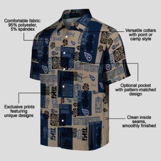Tribal Symbols Tennessee Titans Hawaiian Shirt, Navy NFL Shirt for Game Day & Beach