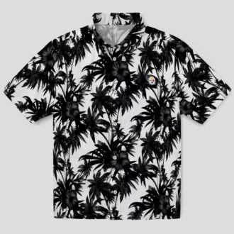 Best Pittsburgh Steelers Aloha Hawaiian Shirt - Palm Print Black & White Summer Outfit
