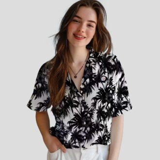 Best Pittsburgh Steelers Aloha Hawaiian Shirt - Palm Print Black & White Summer Outfit