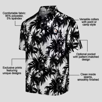 Best Pittsburgh Steelers Aloha Hawaiian Shirt - Palm Print Black & White Summer Outfit