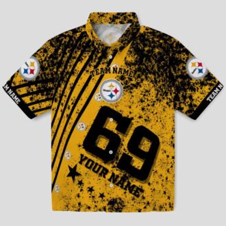 Custom Pittsburgh Steelers Aloha Hawaiian Shirt, Gold Star Stripes Summer Outfit