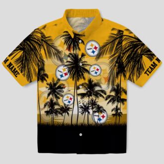 Custom Pittsburgh Steelers Sunset Beach Shirt, Black & Gold Hawaiian Shirt for NFL Fans