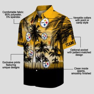 Custom Pittsburgh Steelers Sunset Beach Shirt, Black & Gold Hawaiian Shirt for NFL Fans