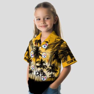 Custom Pittsburgh Steelers Sunset Beach Shirt, Black & Gold Hawaiian Shirt for NFL Fans