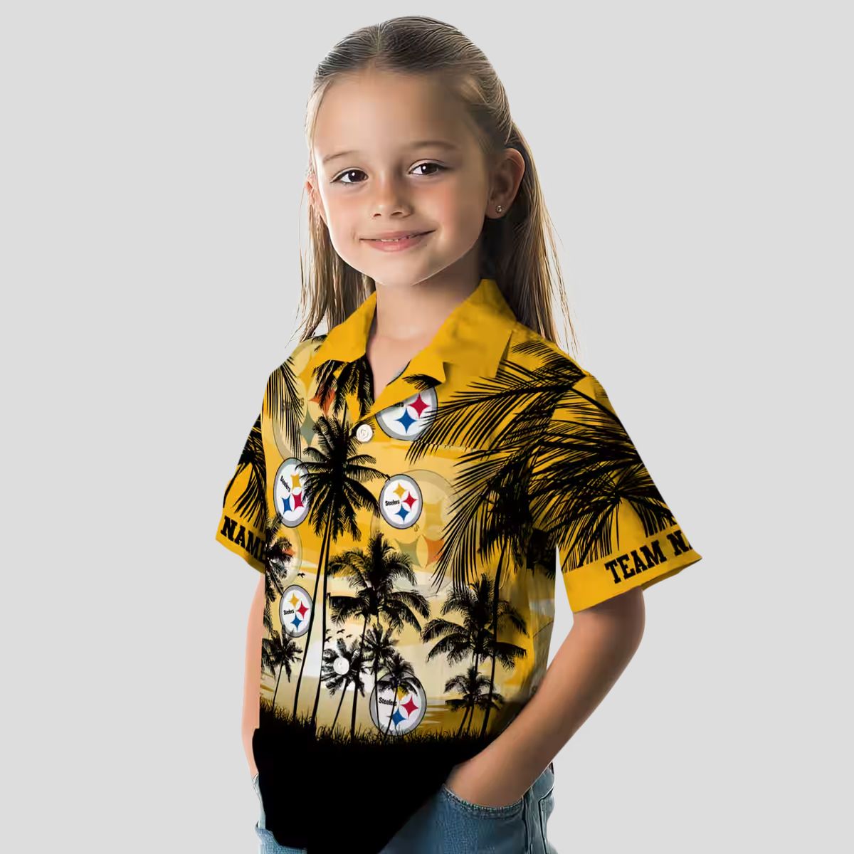Custom Pittsburgh Steelers Sunset Beach Shirt, Black & Gold Hawaiian Shirt for NFL Fans