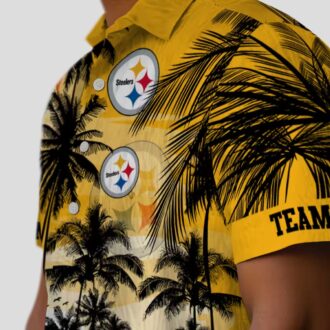 Custom Pittsburgh Steelers Sunset Beach Shirt, Black & Gold Hawaiian Shirt for NFL Fans