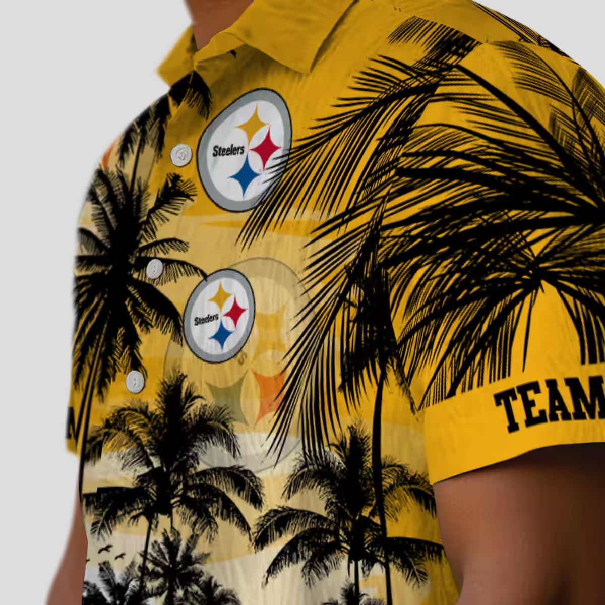 Custom Pittsburgh Steelers Sunset Beach Shirt, Black & Gold Hawaiian Shirt for NFL Fans