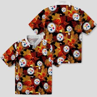 Gold Red Pittsburgh Steelers Hawaiian Shirt, Floral Toucan Aloha Button Up Shirt