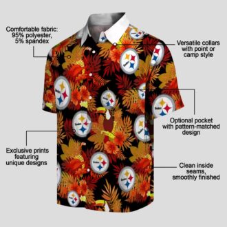 Gold Red Pittsburgh Steelers Hawaiian Shirt, Floral Toucan Aloha Button Up Shirt