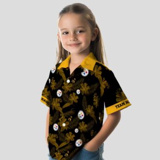 NFL Fans Steelers Aloha Hawaiian Shirt - Black Tropical Botanical Print for Beach Trips