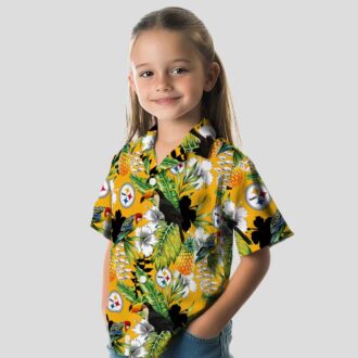 NFL Pittsburgh Steelers Gold Hawaiian Shirt, Hibiscus Toucan Summer Beach Shirt