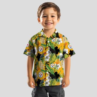 NFL Pittsburgh Steelers Gold Hawaiian Shirt, Hibiscus Toucan Summer Beach Shirt