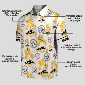 NFL Pittsburgh Steelers Palm Island Hawaiian Shirt - Gold & White Floral Print Outfit