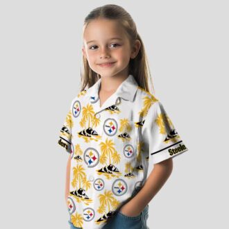 NFL Pittsburgh Steelers Palm Island Hawaiian Shirt - Gold & White Floral Print Outfit