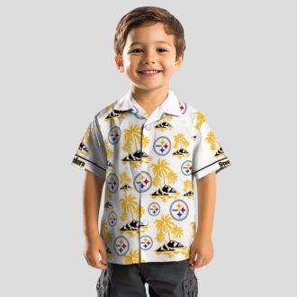 NFL Pittsburgh Steelers Palm Island Hawaiian Shirt - Gold & White Floral Print Outfit