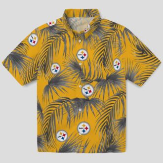 NFL Steelers Leafy Palms Hawaiian Shirt, Tropical Beach Vacation Outfit