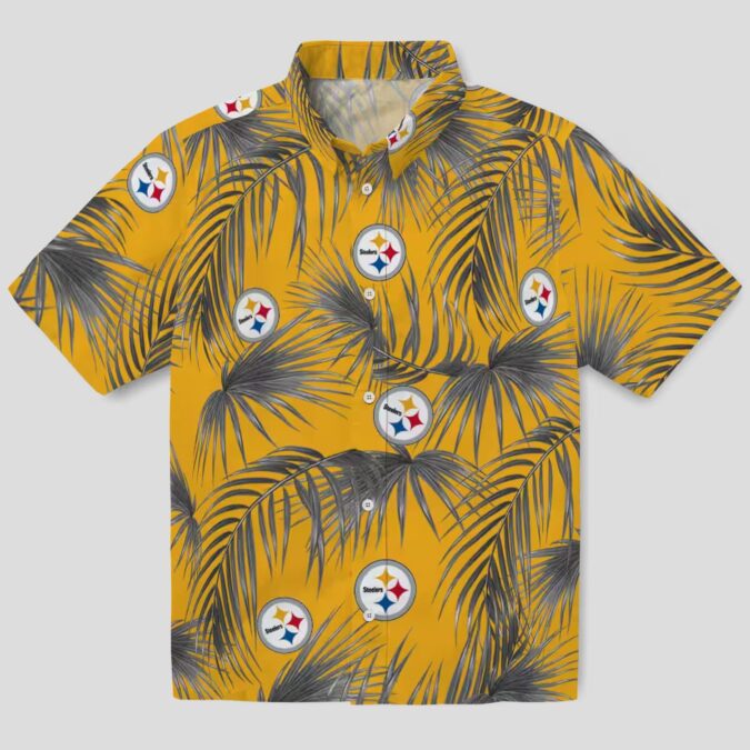 NFL Steelers Leafy Palms Hawaiian Shirt, Tropical Beach Vacation Outfit
