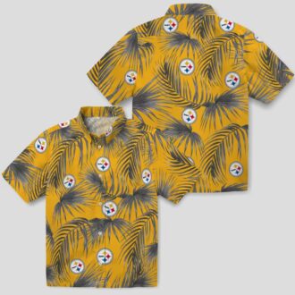 NFL Steelers Leafy Palms Hawaiian Shirt, Tropical Beach Vacation Outfit