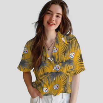 NFL Steelers Leafy Palms Hawaiian Shirt, Tropical Beach Vacation Outfit