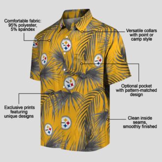 NFL Steelers Leafy Palms Hawaiian Shirt, Tropical Beach Vacation Outfit
