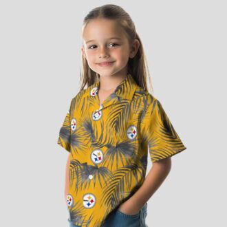 NFL Steelers Leafy Palms Hawaiian Shirt, Tropical Beach Vacation Outfit