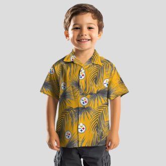 NFL Steelers Leafy Palms Hawaiian Shirt, Tropical Beach Vacation Outfit