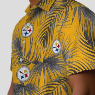 NFL Steelers Leafy Palms Hawaiian Shirt, Tropical Beach Vacation Outfit