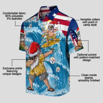 Pittsburgh Steelers Aloha Hawaiian Shirt, Surfing Santa Blue Beach Outfit for Men