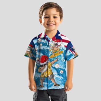 Pittsburgh Steelers Aloha Hawaiian Shirt, Surfing Santa Blue Beach Outfit for Men