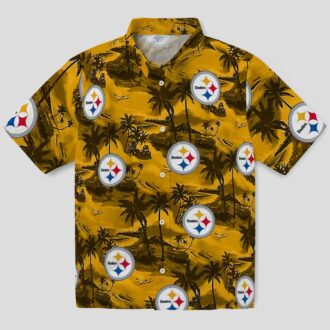 Pittsburgh Steelers Beach Aloha Hawaiian Shirt, Floral Coastal Palms Summer Outfit