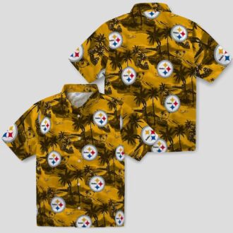 Pittsburgh Steelers Beach Aloha Hawaiian Shirt, Floral Coastal Palms Summer Outfit