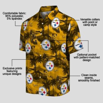 Pittsburgh Steelers Beach Aloha Hawaiian Shirt, Floral Coastal Palms Summer Outfit