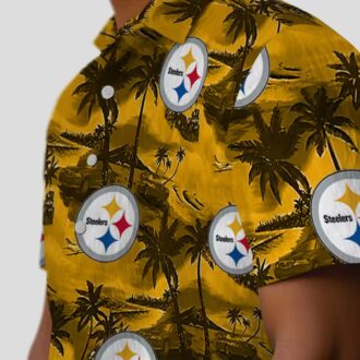 Pittsburgh Steelers Beach Aloha Hawaiian Shirt, Floral Coastal Palms Summer Outfit