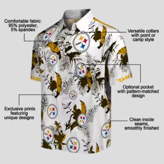 Pittsburgh Steelers Botanical Hawaiian Shirt, Gold & White Aloha Beach Outfit