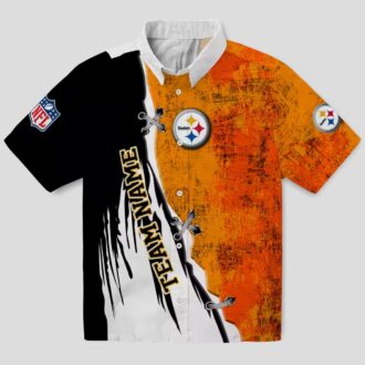 Pittsburgh Steelers Custom Hawaiian Shirt, Edgy Gold & White Tropical Design for NFL Fans