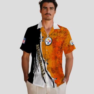 Pittsburgh Steelers Custom Hawaiian Shirt, Edgy Gold & White Tropical Design for NFL Fans