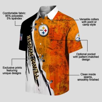 Pittsburgh Steelers Custom Hawaiian Shirt, Edgy Gold & White Tropical Design for NFL Fans