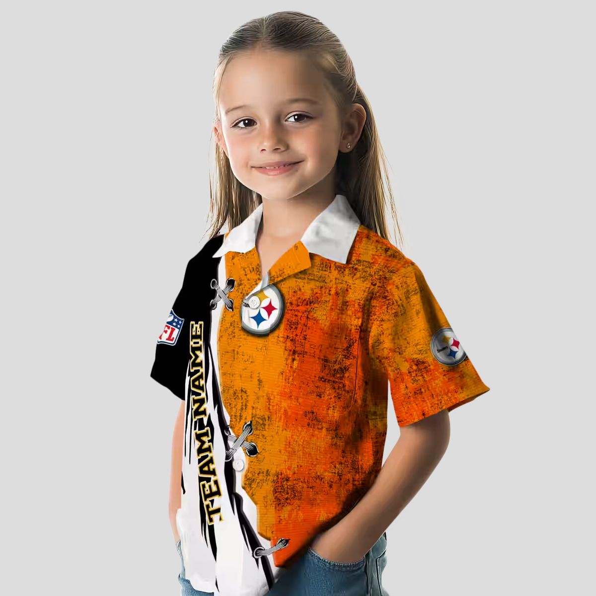 Pittsburgh Steelers Custom Hawaiian Shirt, Edgy Gold & White Tropical Design for NFL Fans