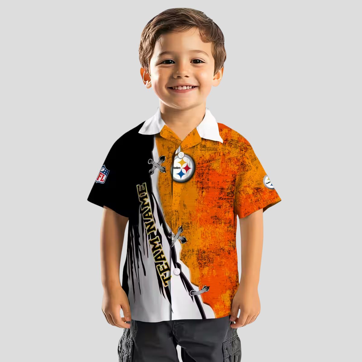 Pittsburgh Steelers Custom Hawaiian Shirt, Edgy Gold & White Tropical Design for NFL Fans